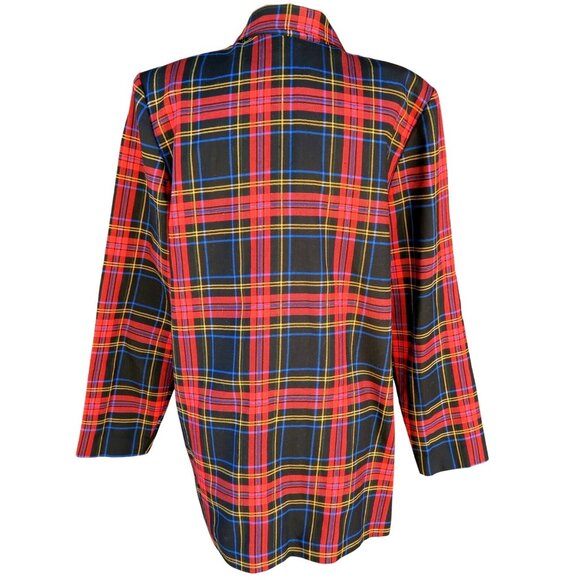 Barrie Stephens Red Plaid One-Button Blazer Jacket Vintage 1990s Size 8 - Picture 5 of 6